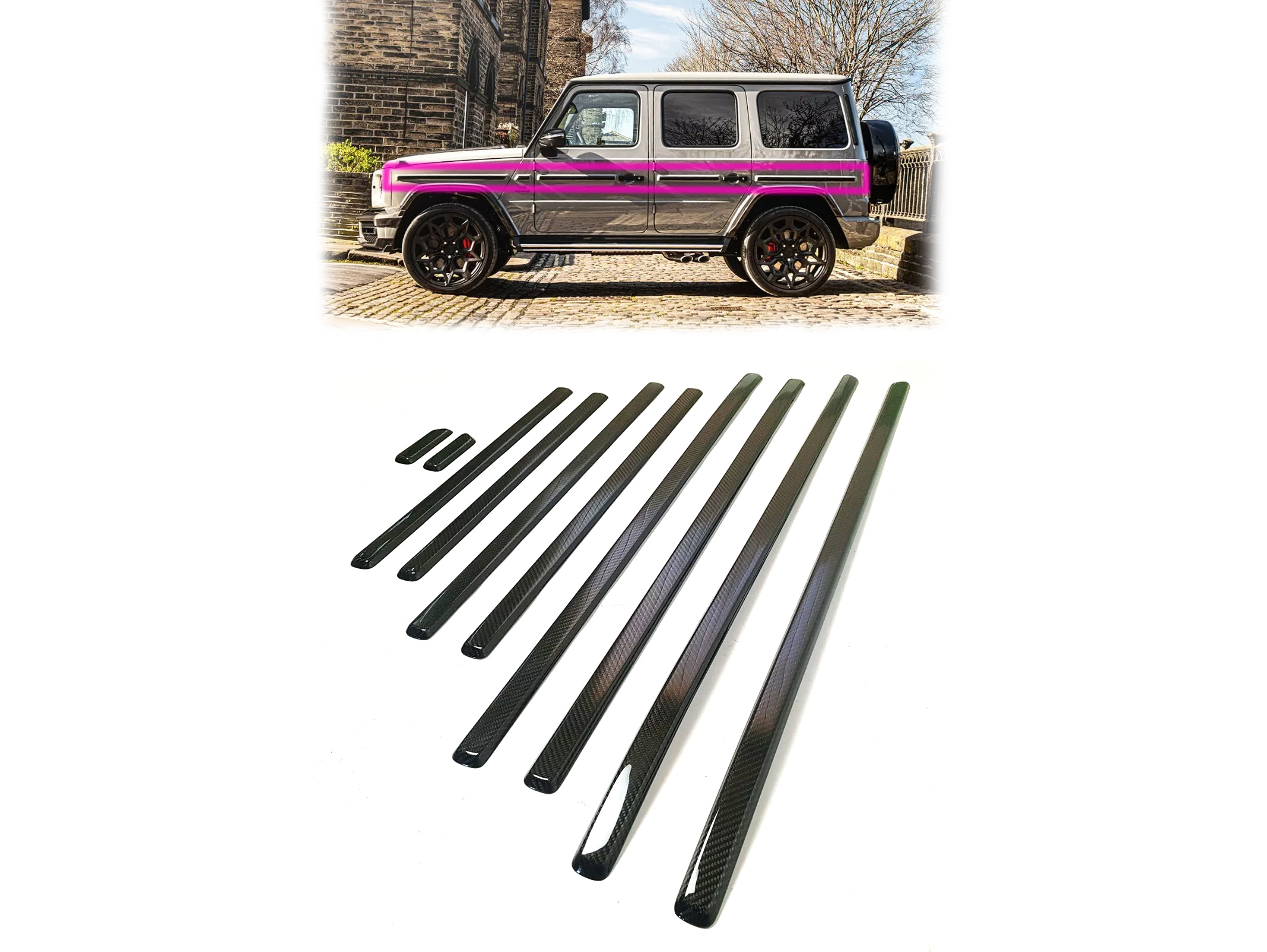 Carbon Fiber Side Moldings for Mercedes-Benz G-Class G-Wagon W463A 10 pcs